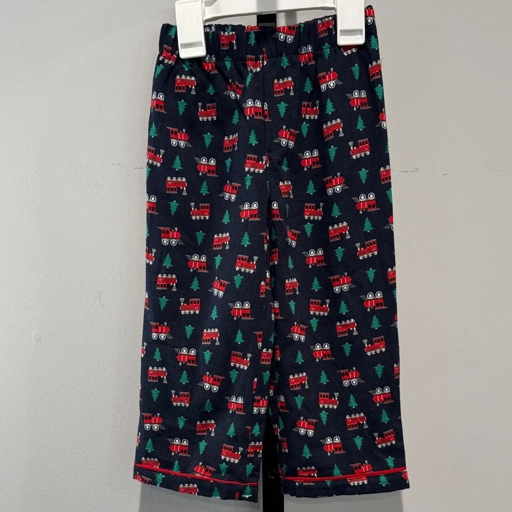 Janie and Jack Navy Christmas Train Pajama Bottoms Size 2T NWOT New